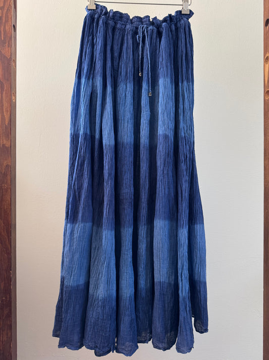 Reclaimed Dip Dyed Broom Skirt in Blue