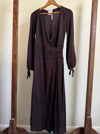 Reclaimed Tehen/Poles Rayon/Wool Long Sleeve Wrap Dress
