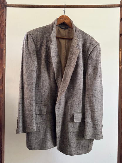 Vintage Christian Dior Silk Sport Coat in Walnut Tweed