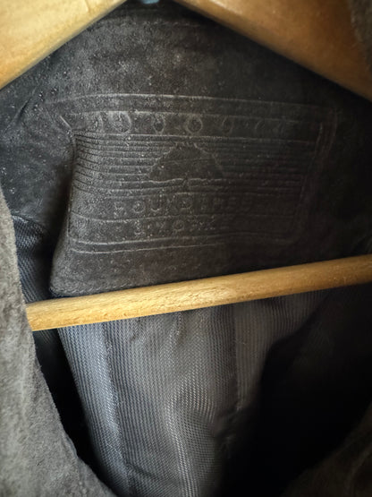 Reclaimed Suede Over Sized Bomber Jacket in Chocolate