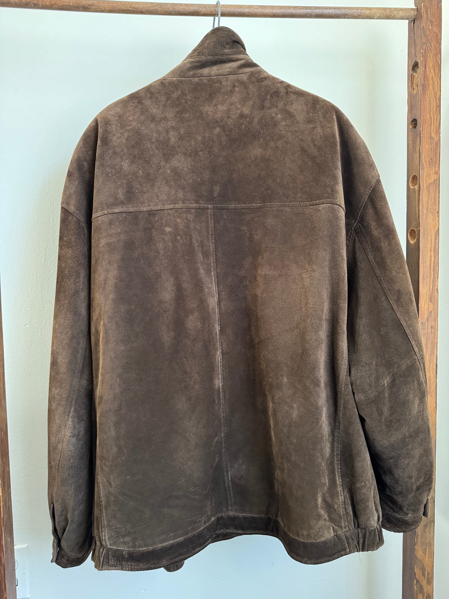 Reclaimed Suede Over Sized Bomber Jacket in Chocolate
