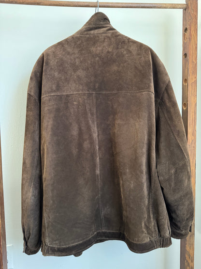 Reclaimed Suede Over Sized Bomber Jacket in Chocolate