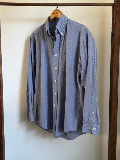 Reclaimed Brooks Brothers Cotton Button Down Shirt in Navy Micro Check