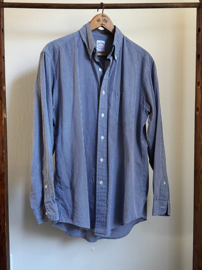 Reclaimed Brooks Brothers Cotton Button Down Shirt in Navy Micro Check