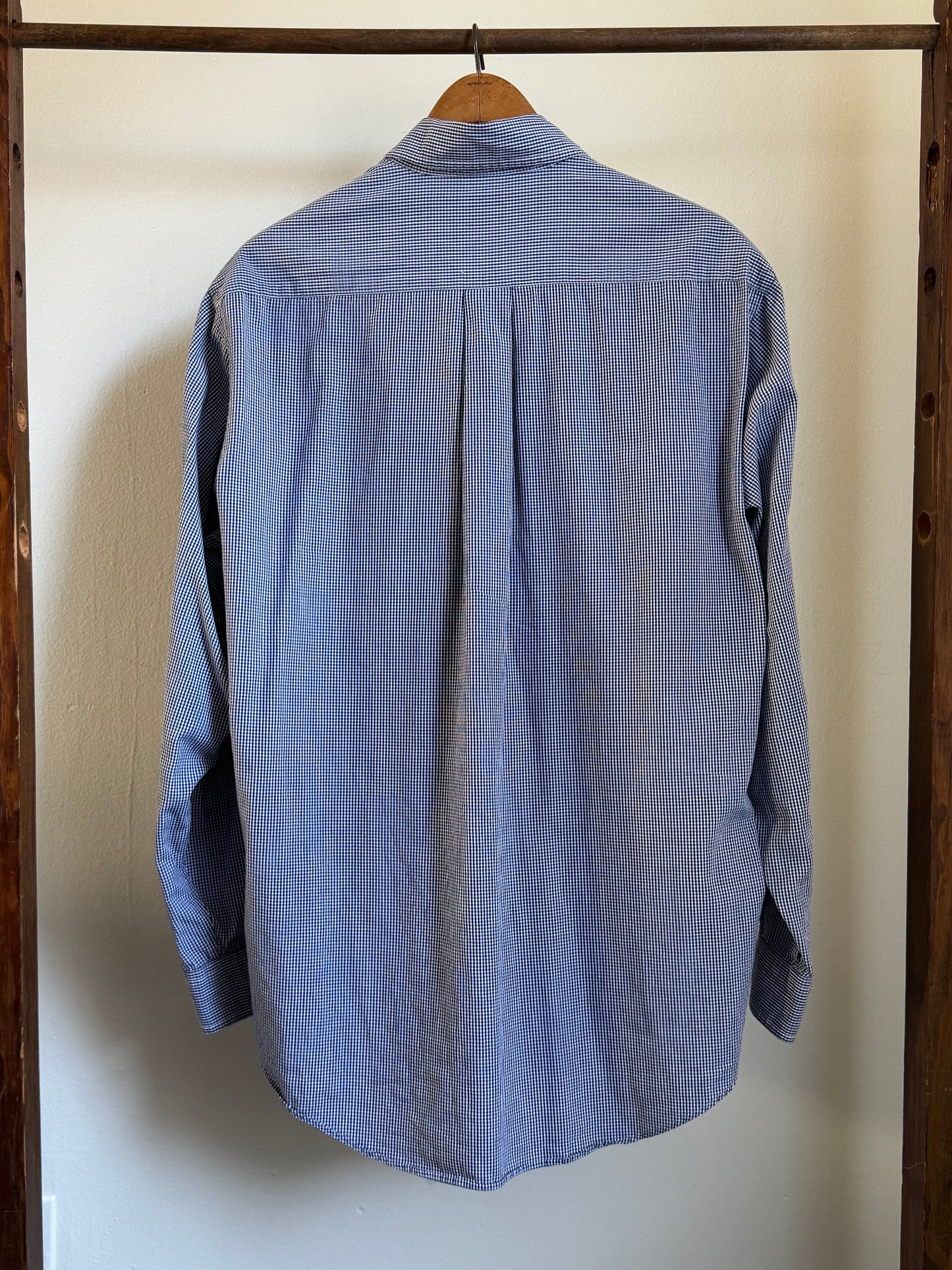 Reclaimed Brooks Brothers Cotton Button Down Shirt in Navy Micro Check