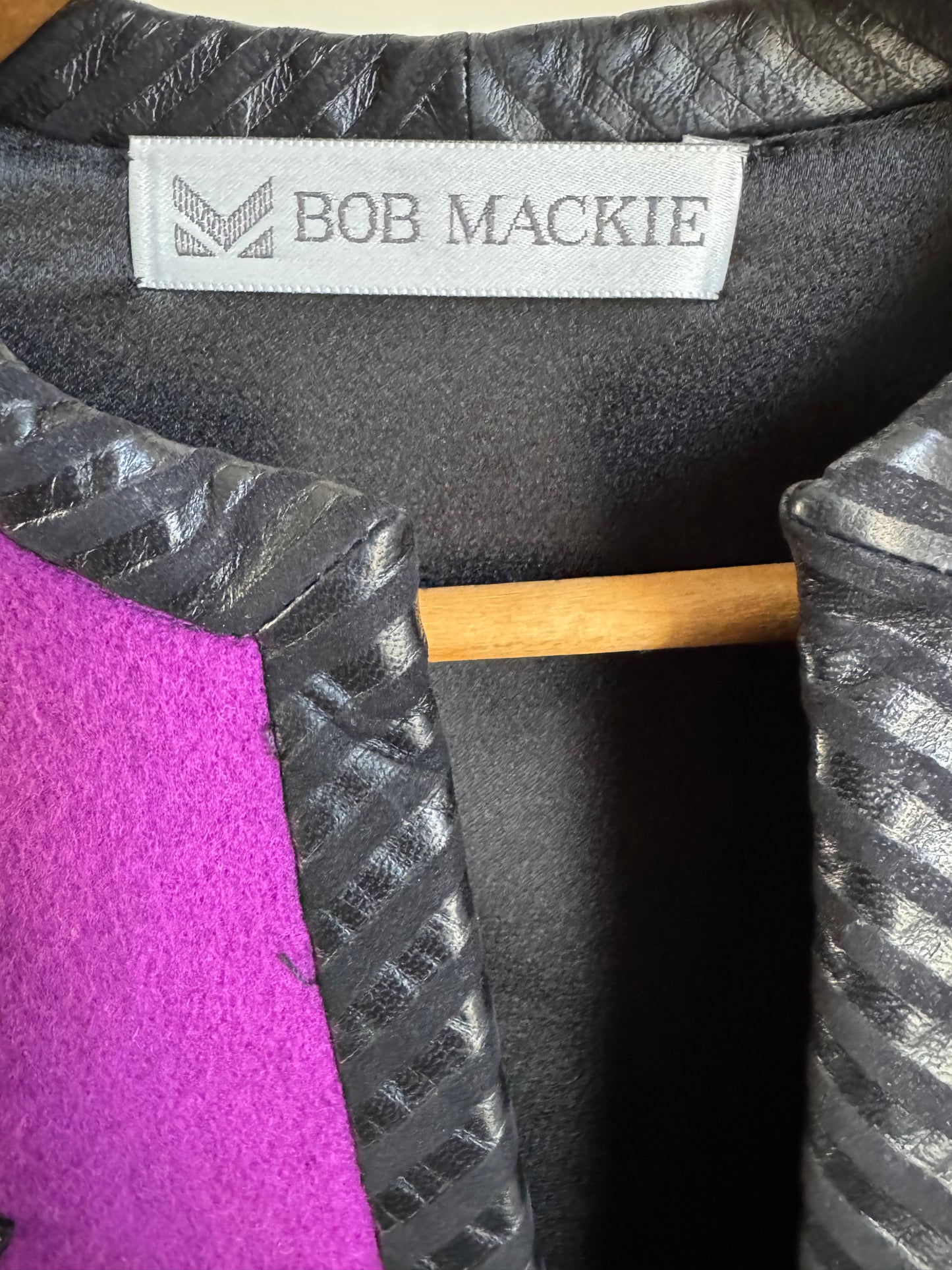 Vintage Bob Mackie Wool/Leather Jacket in Black/Purple