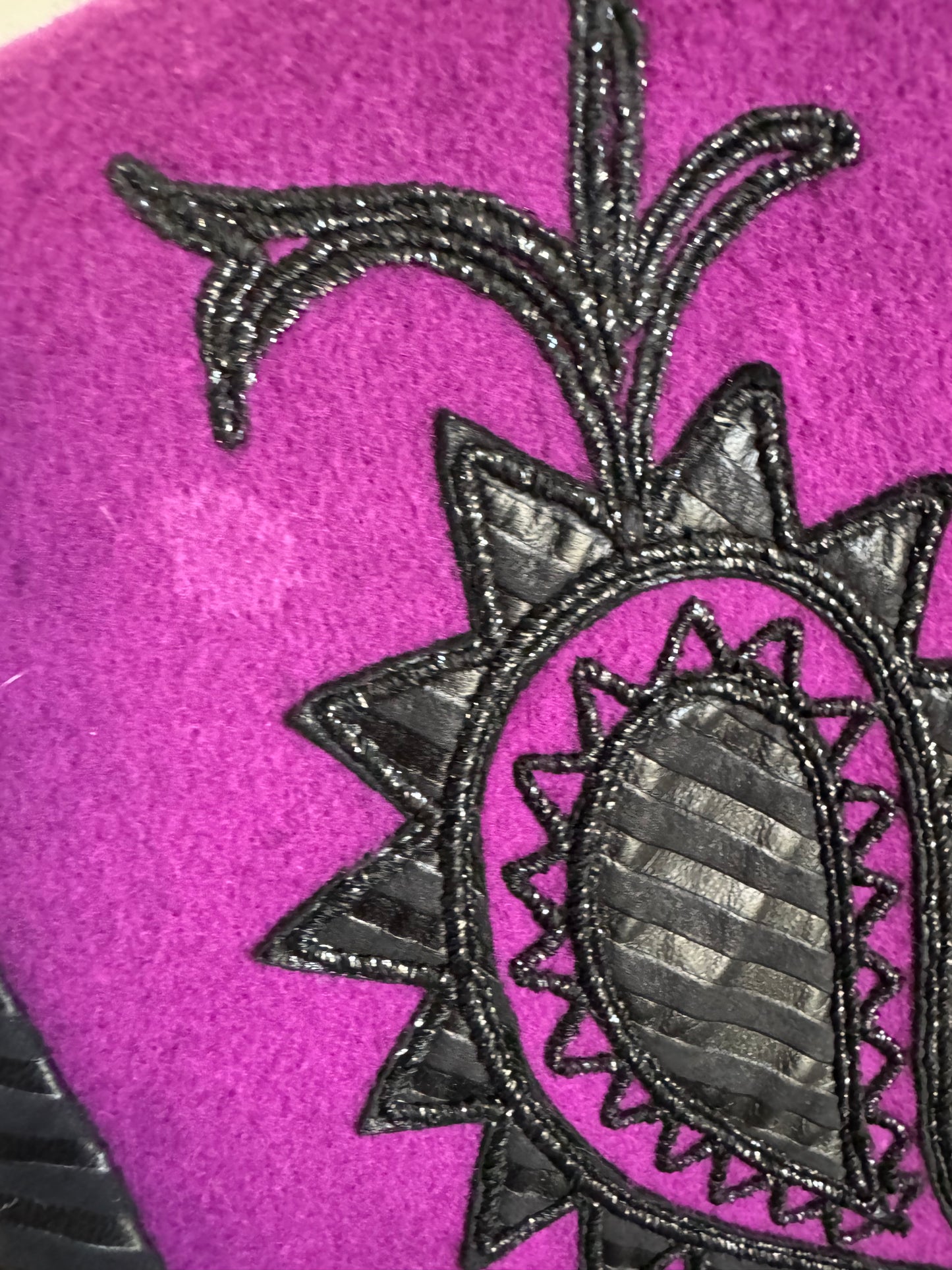 Vintage Bob Mackie Wool/Leather Jacket in Black/Purple