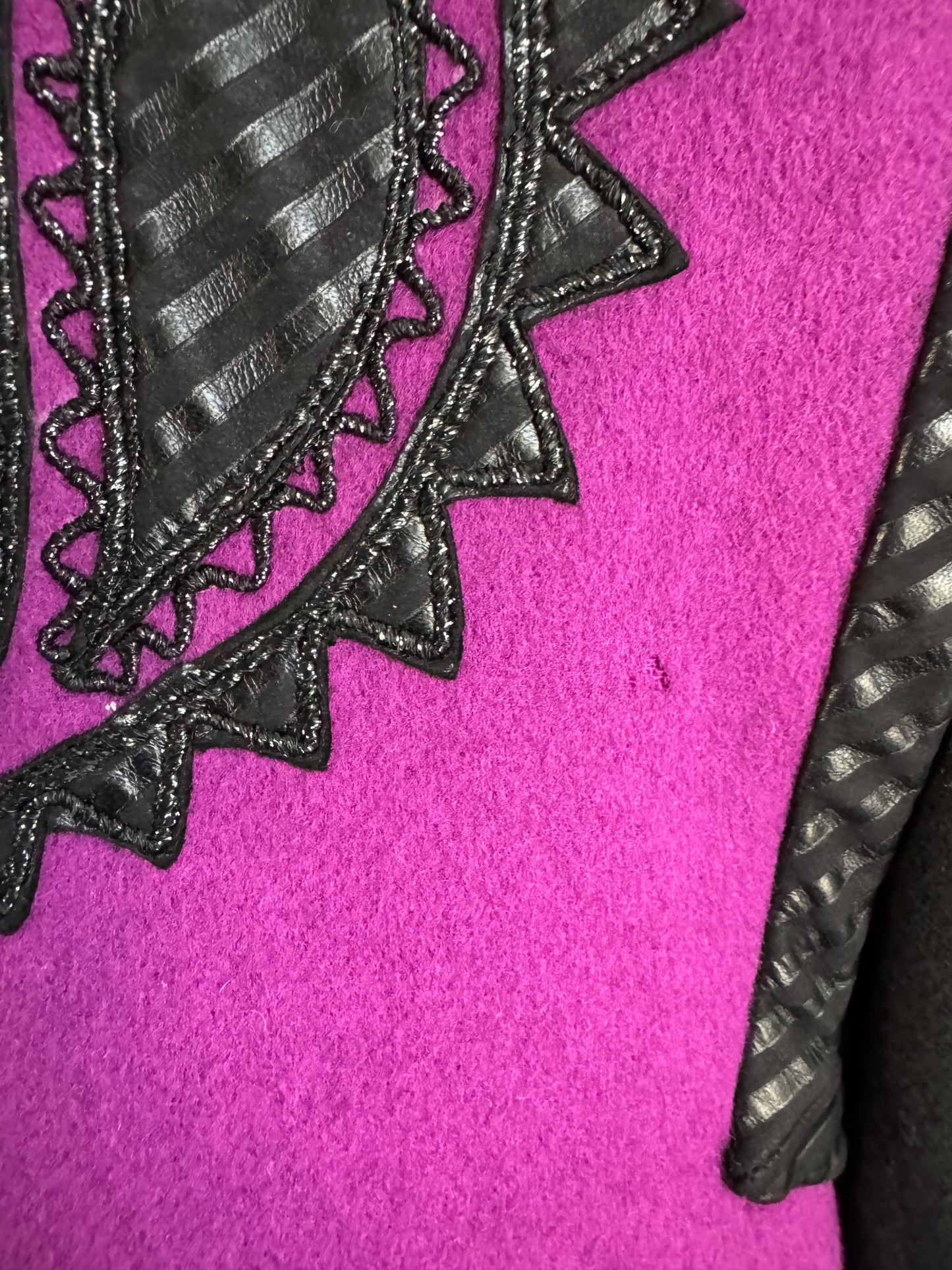 Vintage Bob Mackie Wool/Leather Jacket in Black/Purple