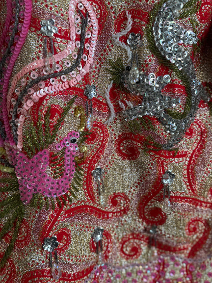 Vintage Dynasty Sequin & Beaded Jacket in Pink/Red