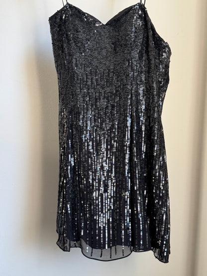 Reclaimed Scala Strapless Sequin Dress in Black