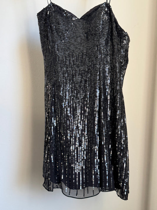 Reclaimed Scala Strapless Sequin Dress in Black