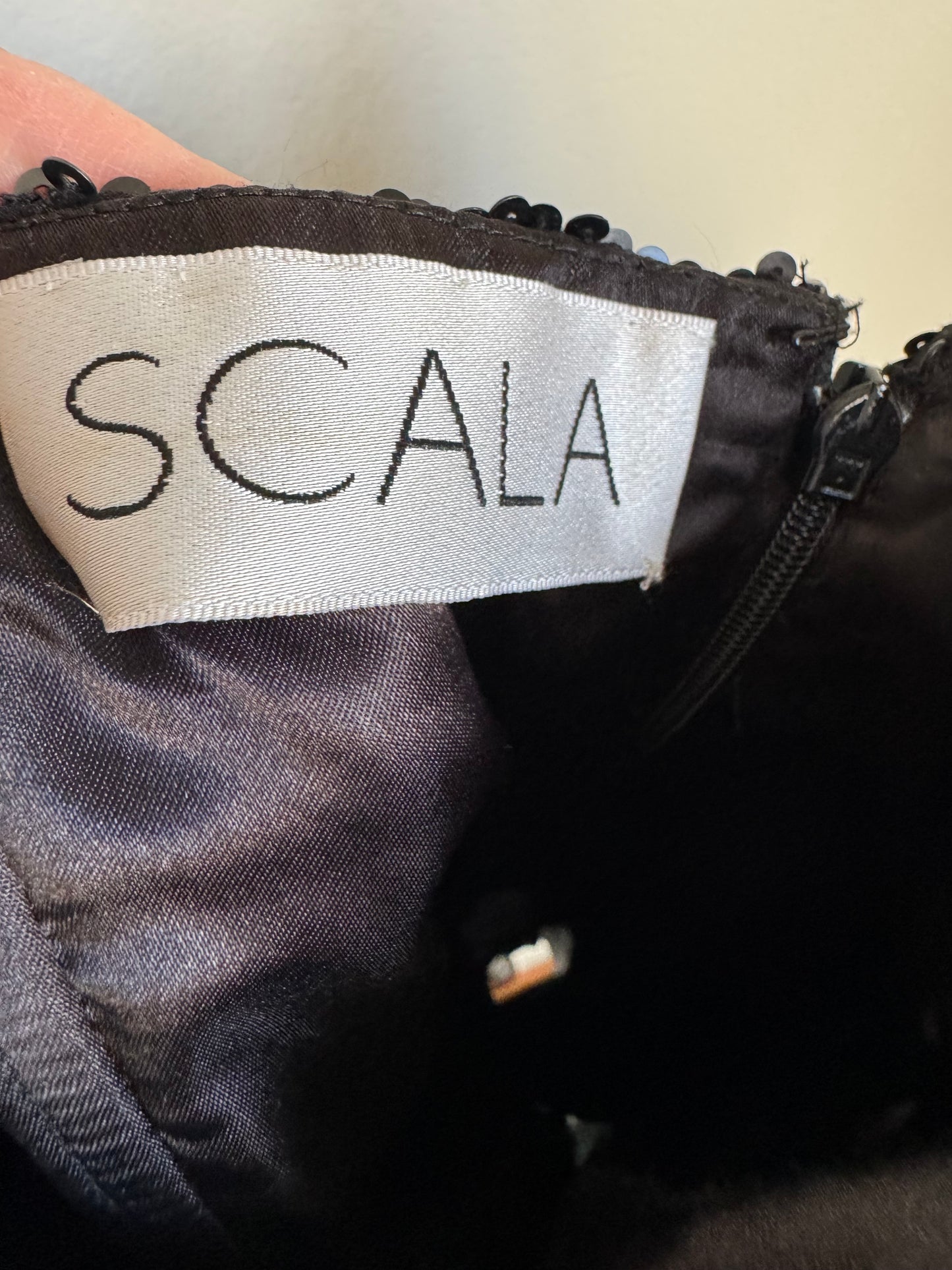 Reclaimed Scala Strapless Sequin Dress in Black