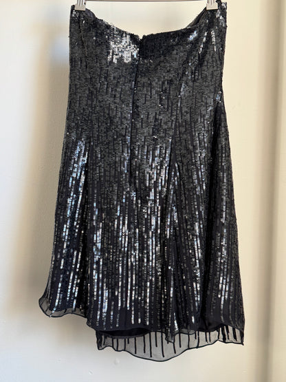 Reclaimed Scala Strapless Sequin Dress in Black