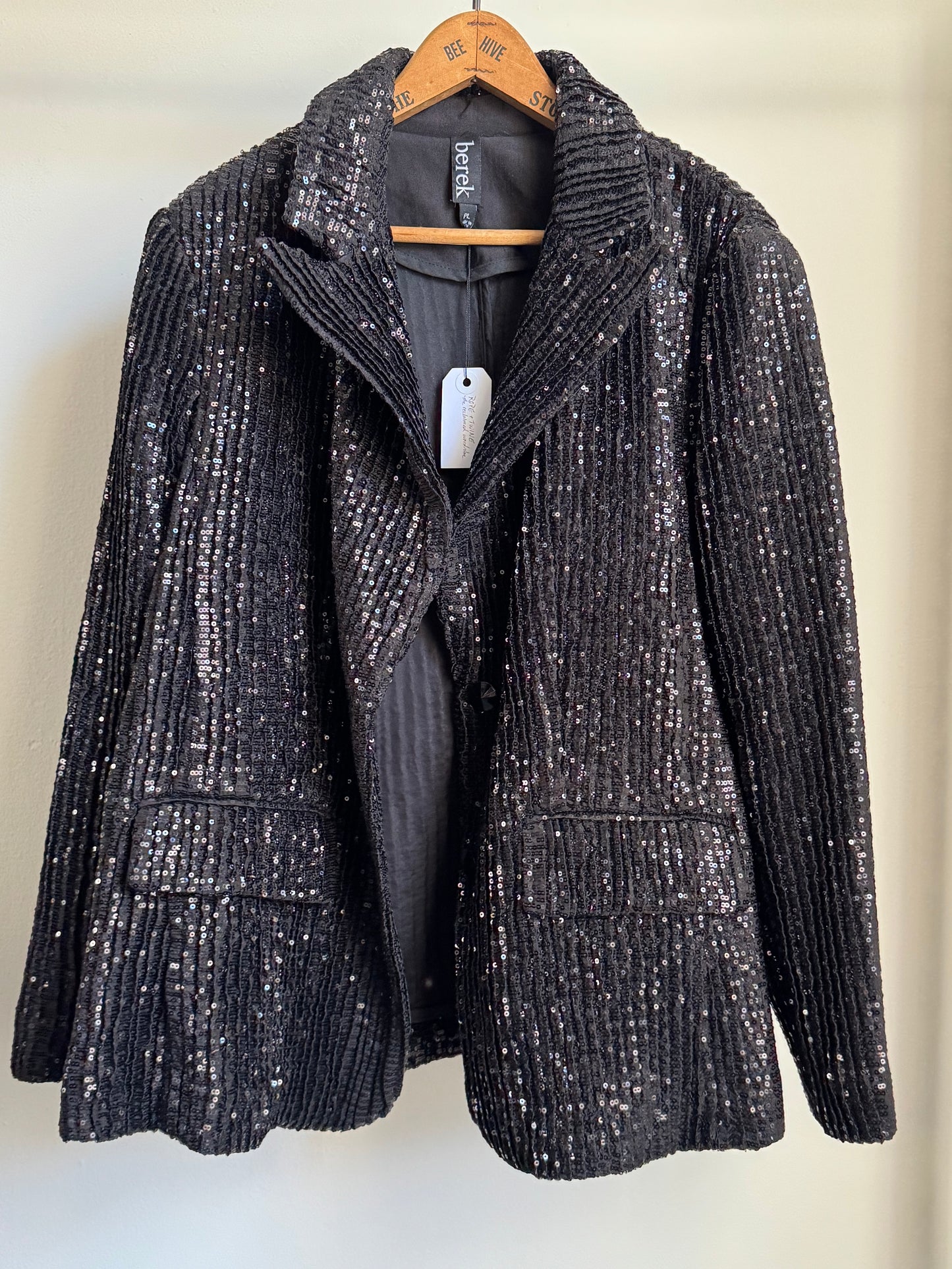 Reclaimed Berek Sequin Jacket in Black