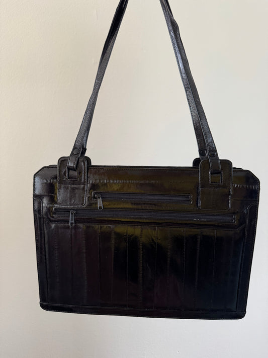 Vintage Eel Skin Structured Bag in Black