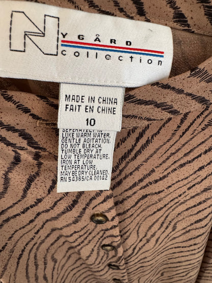 Vintage NY Gard Animal Print Long Swing Skirt in Nouget