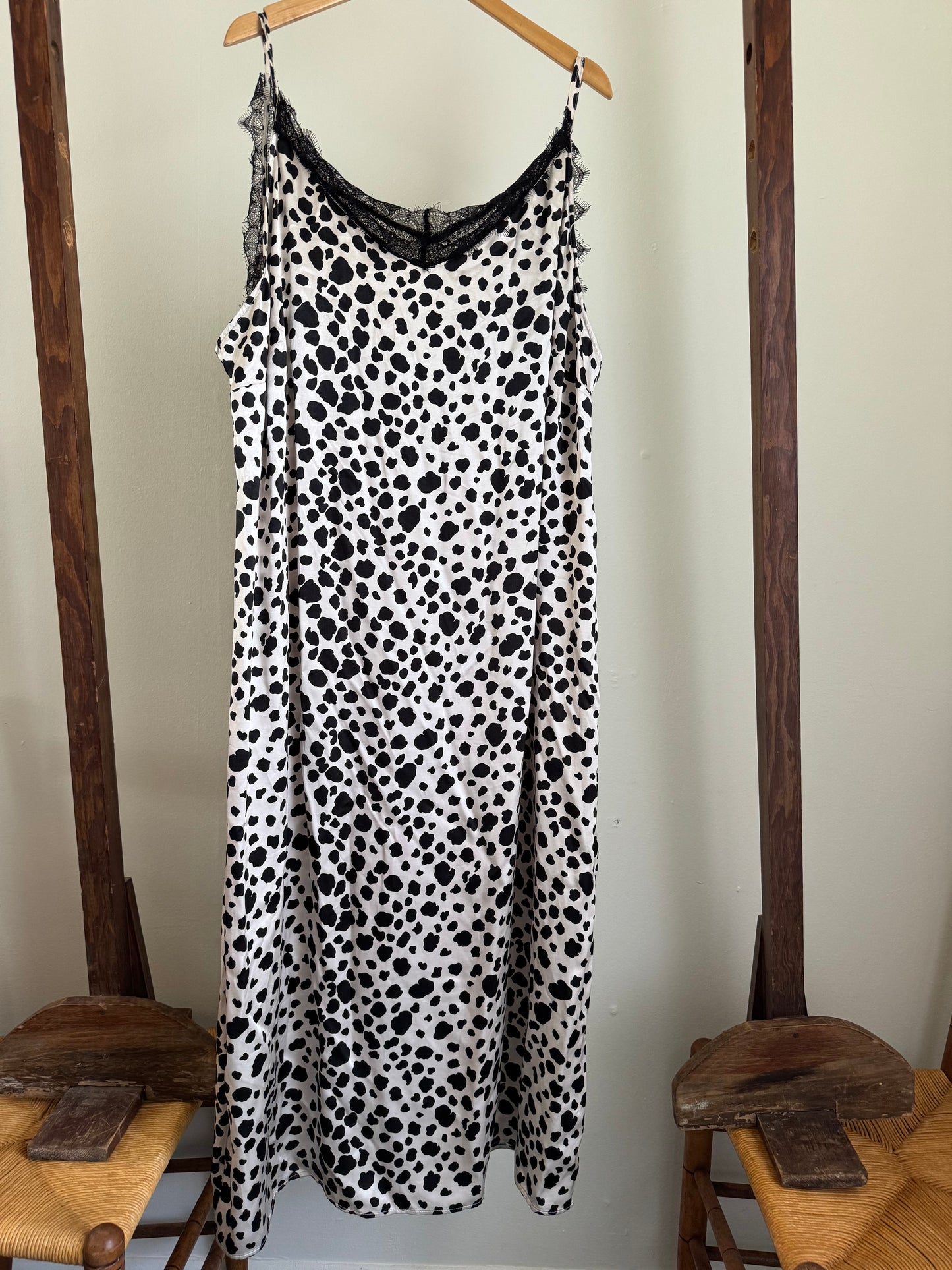 Reclaimed Anthropologie Spotted Dress in Black and White