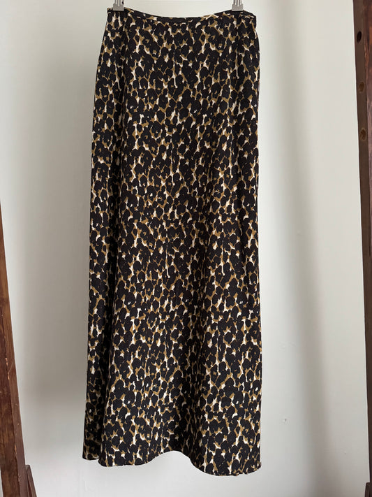 Reclaimed Halston Silk Animal Print Skirt