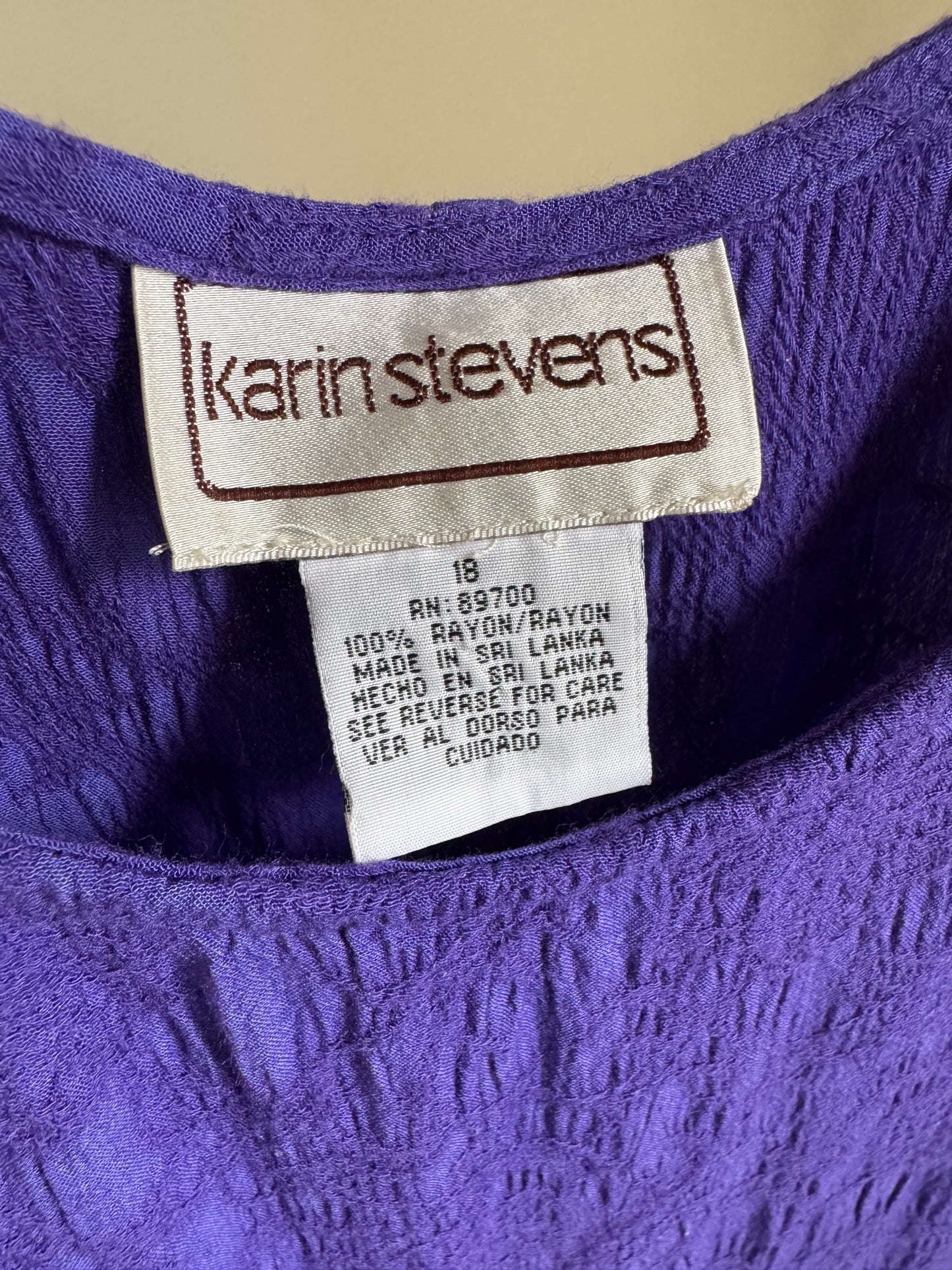 Vintage Karin Stevens Rayon Tank Mini Dress in Royal Purple