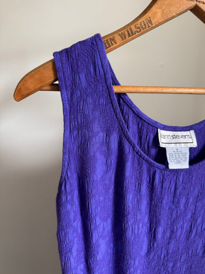 Vintage Karin Stevens Rayon Tank Mini Dress in Royal Purple
