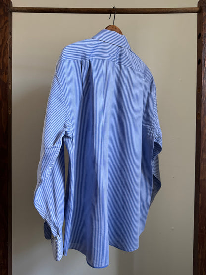 Reclaimed Steven Azzolina Button Down Shirt in Blue Stripe