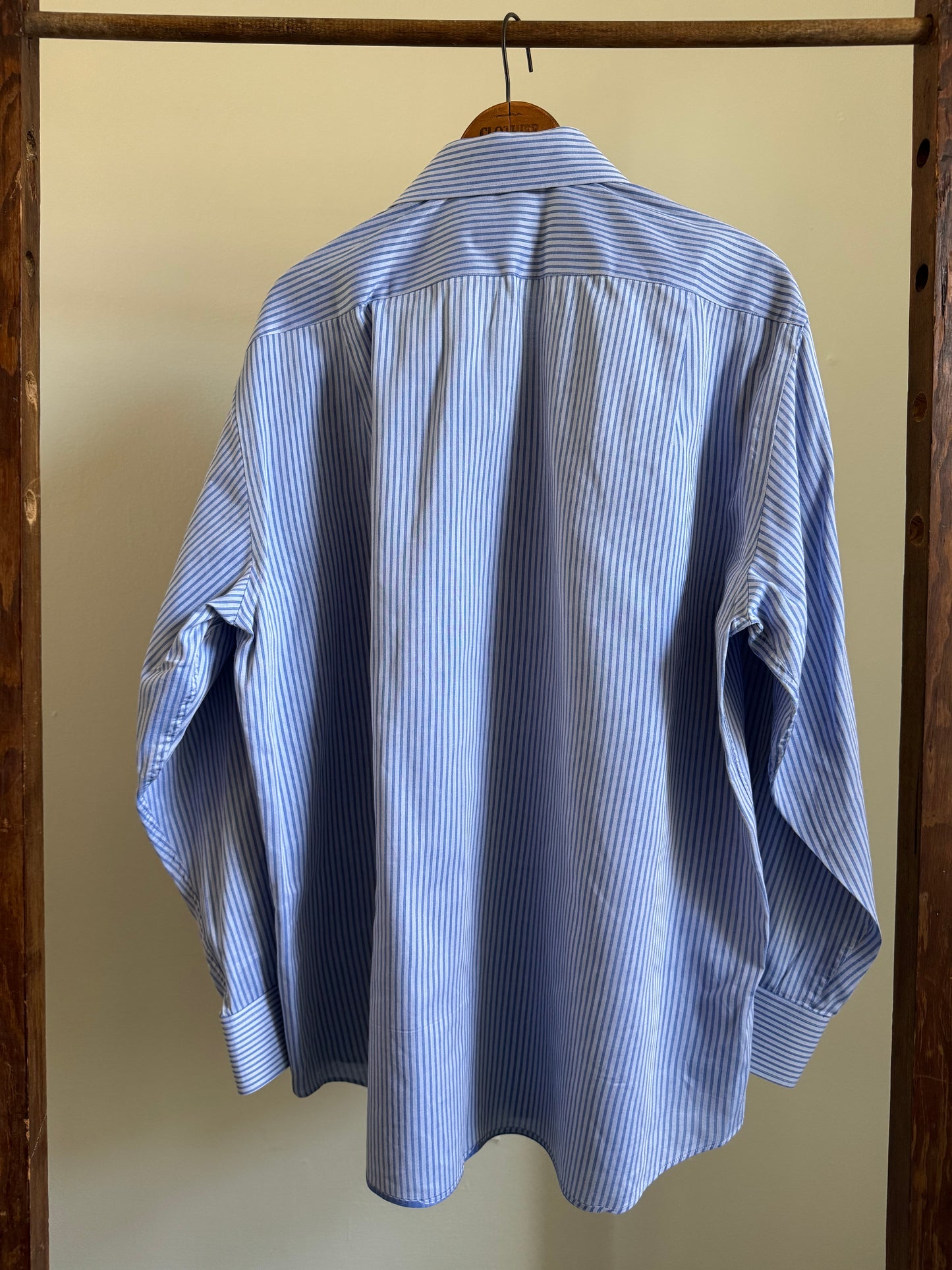 Reclaimed Steven Azzolina Button Down Shirt in Blue Stripe