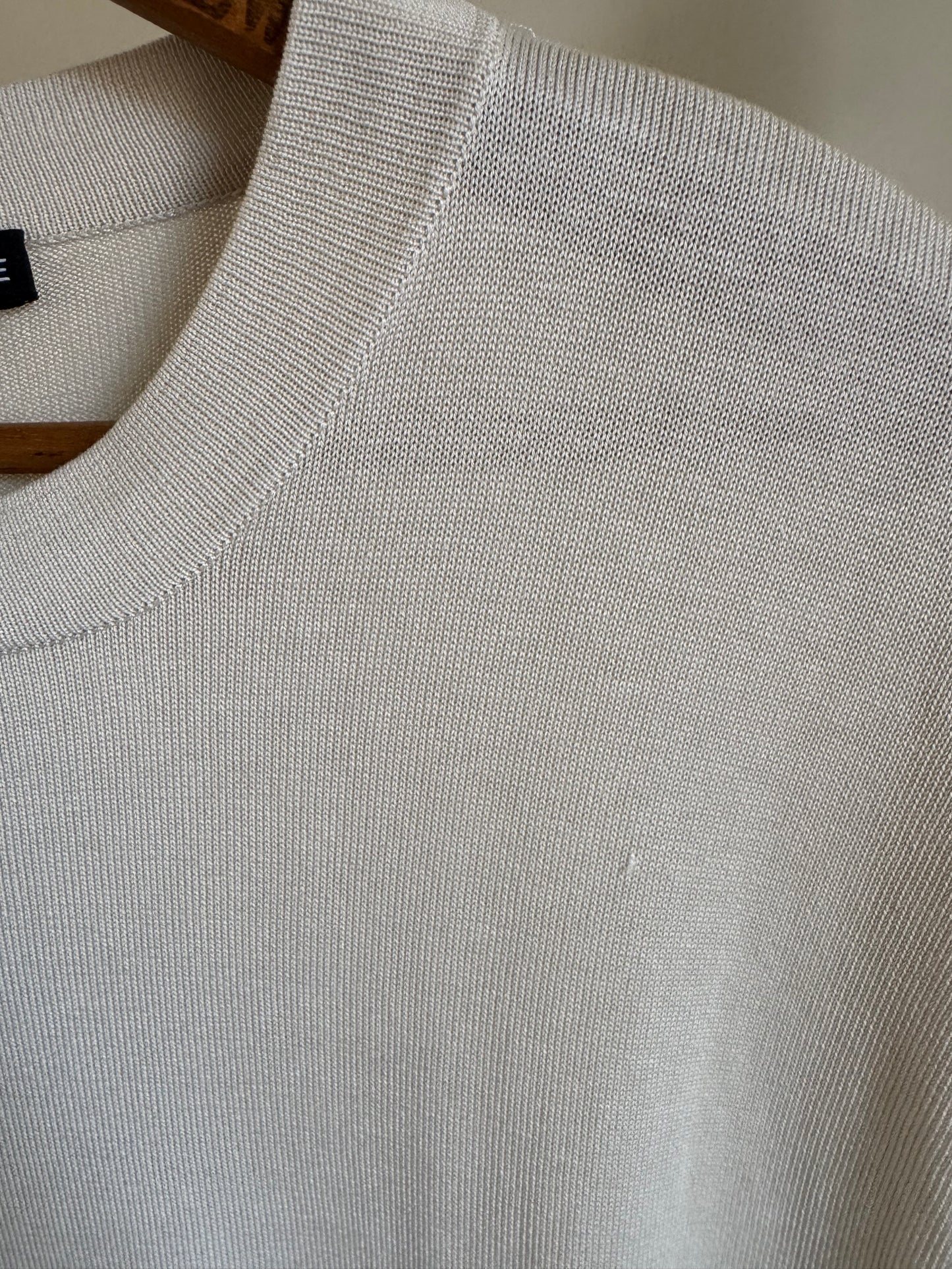 Reclaimed Enzone Silk/Cotton Knit Tee in Ecru