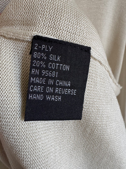 Reclaimed Enzone Silk/Cotton Knit Tee in Ecru