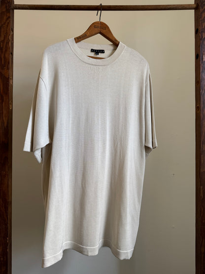 Reclaimed Enzone Silk/Cotton Knit Tee in Ecru