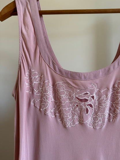 Vintage Silk Long Slip Dress in Dusty Rose