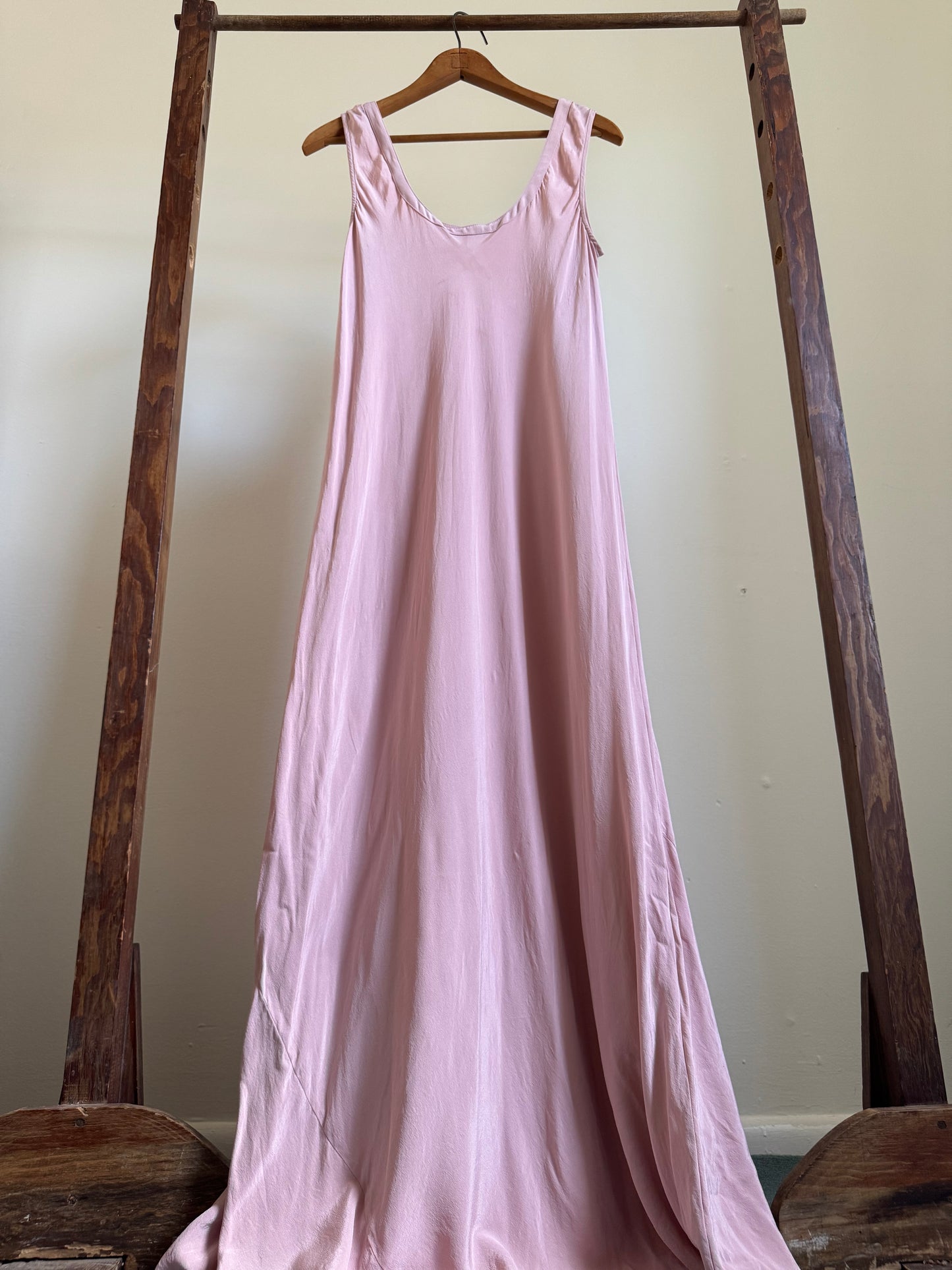 Vintage Silk Long Slip Dress in Dusty Rose