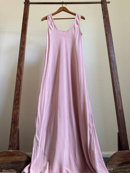 Vintage Silk Long Slip Dress in Dusty Rose