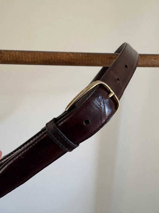 Vintage Eel Skin Belt in Chocolate
