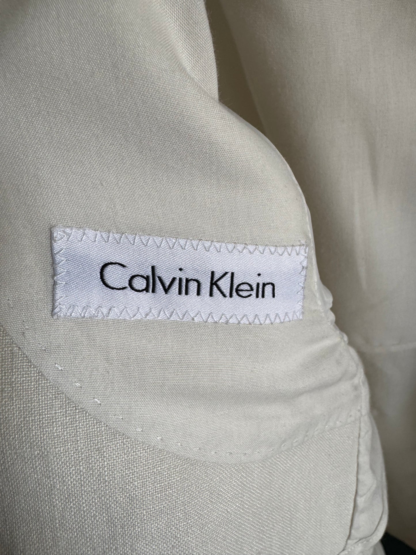 Reclaimed Calvin Klein Linen Blazer in Ecru