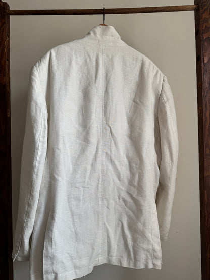 Reclaimed Calvin Klein Linen Blazer in Ecru