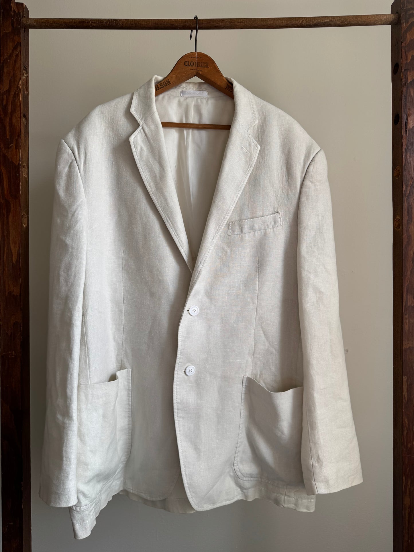 Reclaimed Calvin Klein Linen Blazer in Ecru
