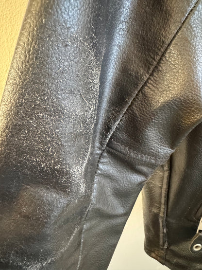 Vintage Leather Biker Jacket in Distressed Black