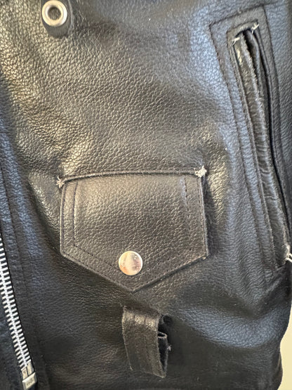 Vintage Leather Biker Jacket in Distressed Black