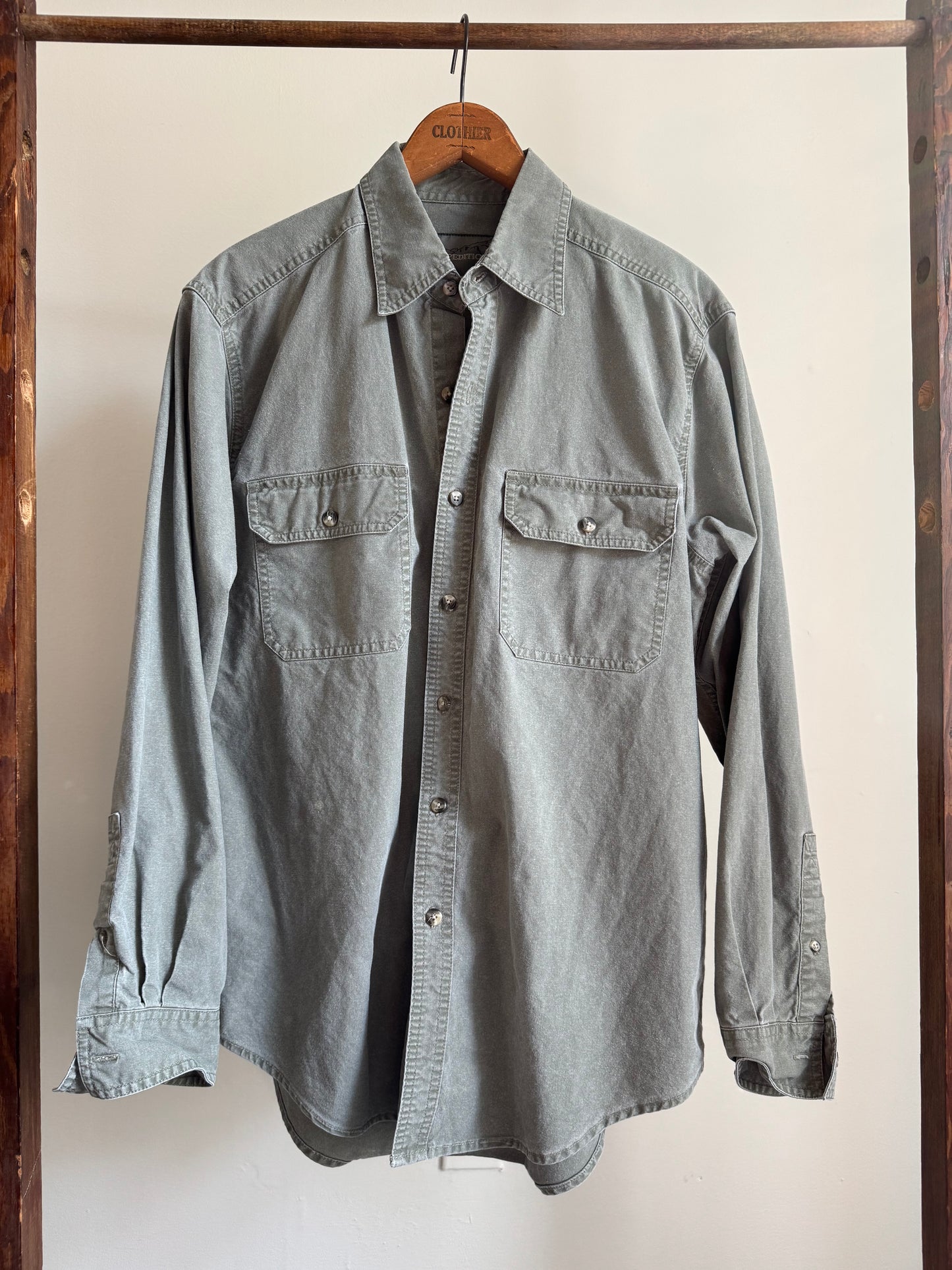 Reclaimed Expedition Patch Pocket Button Down Shirt in Thyme