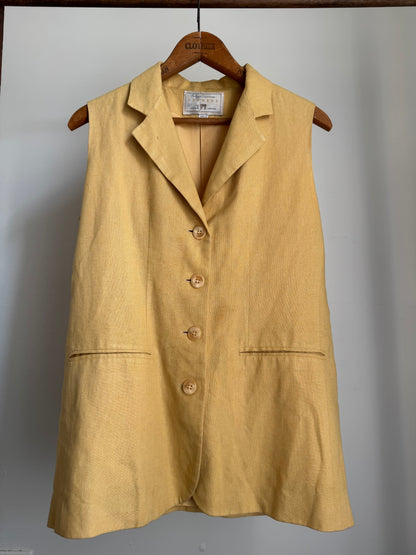 Vintage Express Linen/Cotton Blend Vest in Mustard