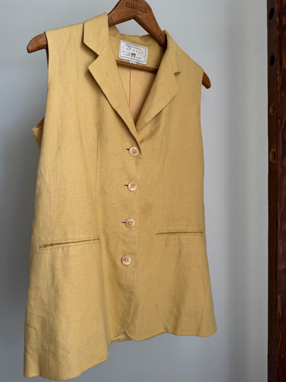 Vintage Express Linen/Cotton Blend Vest in Mustard