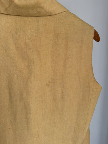 Vintage Express Linen/Cotton Blend Vest in Mustard