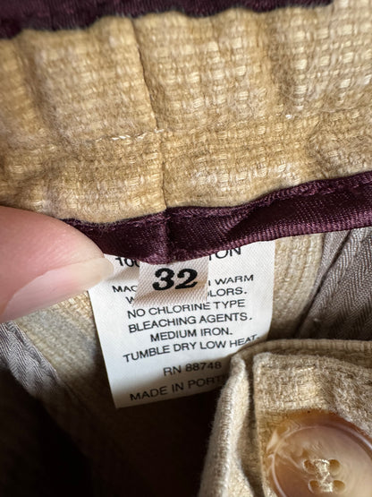 Vintage Heavy Cotton Pleated Trouser in Wheat