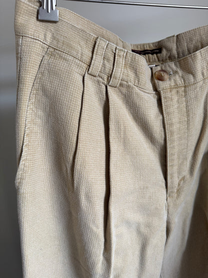 Vintage Heavy Cotton Pleated Trouser in Wheat
