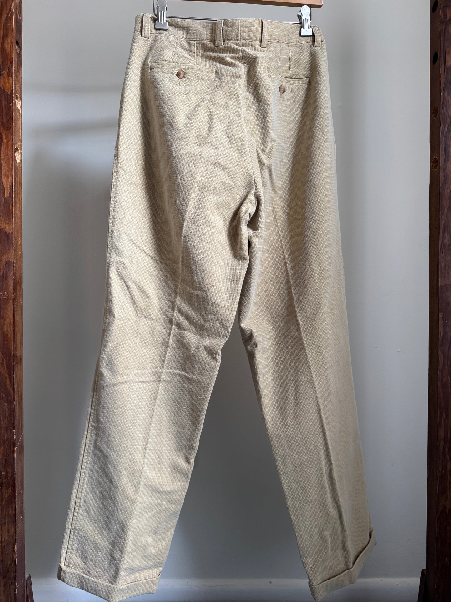 Vintage Heavy Cotton Pleated Trouser in Wheat