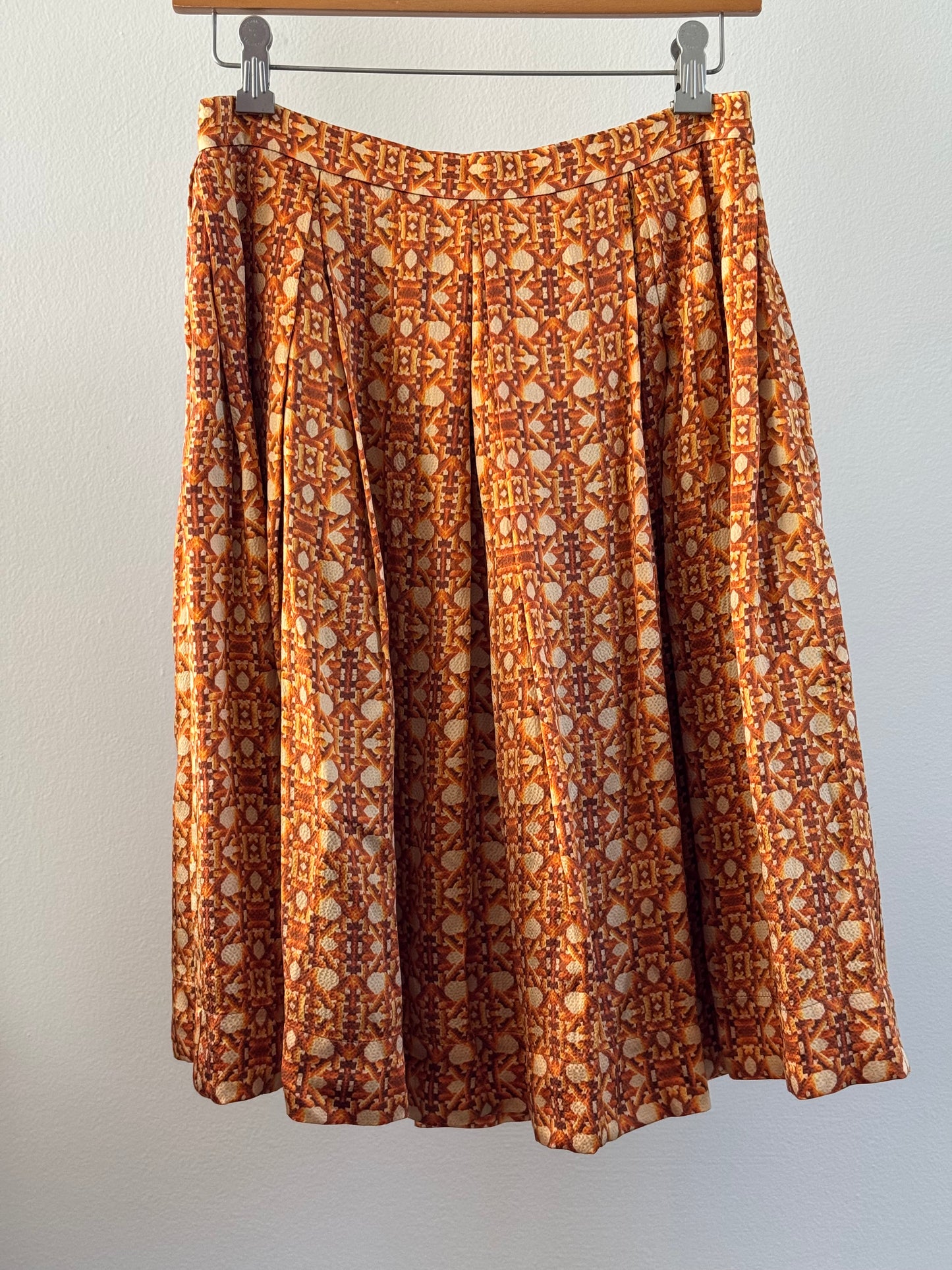 Reclaimed Charlotte Taylor Hammered Silk Box Pleat Cane Print Skirt