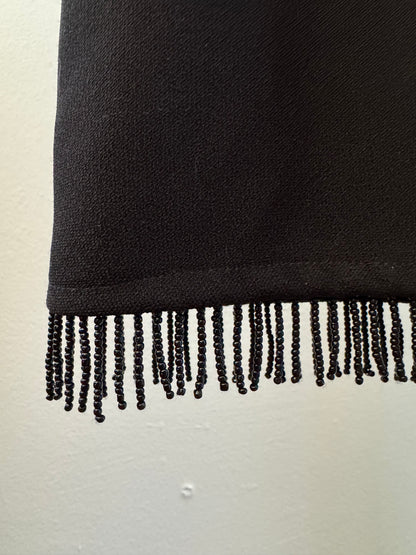 Vintage Jalate Mini Shift Dress in Black with Beaded Hem