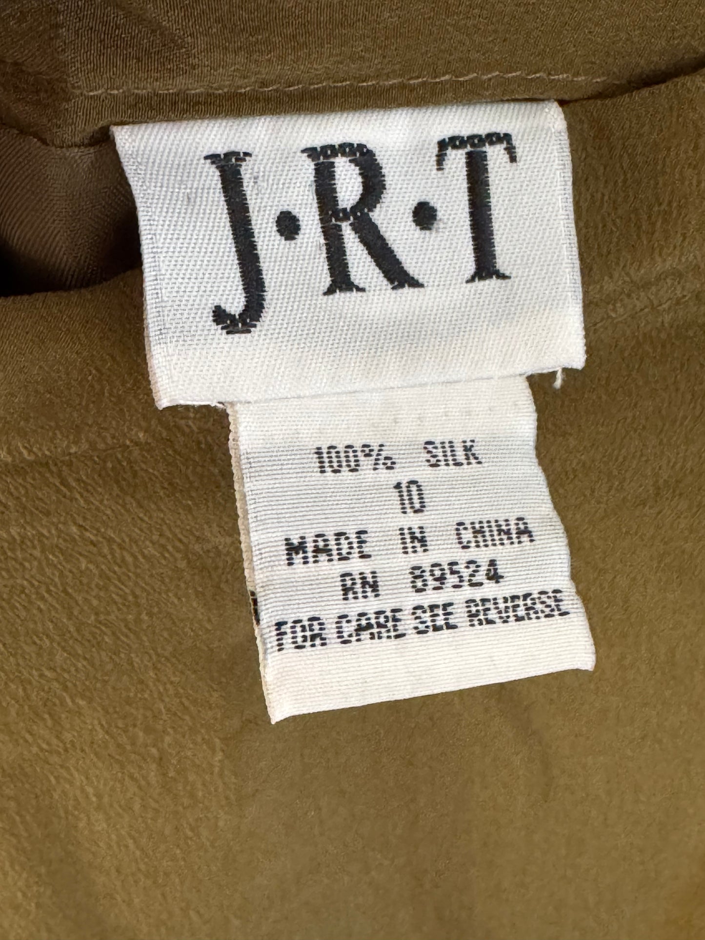 Vintage J.R.T. Silk Mini Skirt in Olive