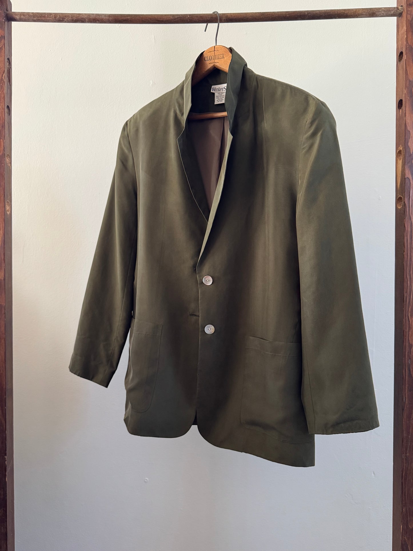 Vintage Silk Jacket in Olive