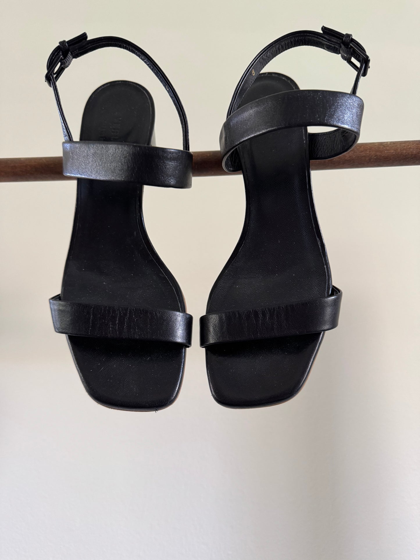 Reclaimed Everlane Leather Sandals in Black